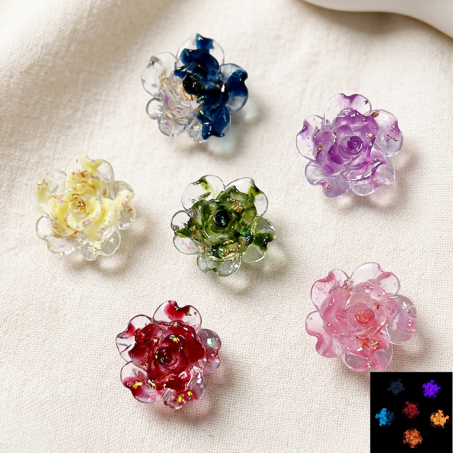 백지마켓 야광 미니 꽃 파츠 키링 가방 포인트 diy 재료, 1세트, 6색상