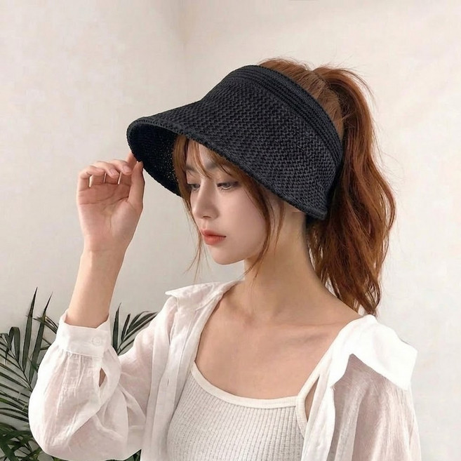 젝소 여름 여성 모자 예쁜 라탄 벙거지 탑리스 버킷햇