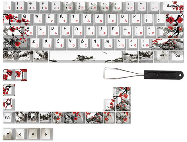 61 64 67 68 기계식 키보드 독일어 프랑스 스페인 일본어 영어를위한 세련된 plumblossom 키 캡, 텐키리스