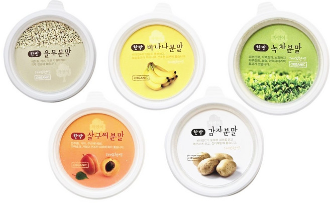 한방곡물가루 미용팩 자연이 바나나 감자 녹차 율무 살구 각4개씩 총20개 마사지용, 1개