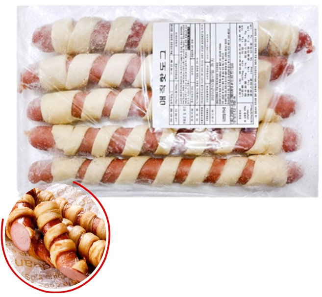 롱 마약핫도그 소시지롤빵 긴소세지 페스츄리 냉동 간식, sik_롱 마약 핫도그 2kg(200gX10개), 10개, 200g