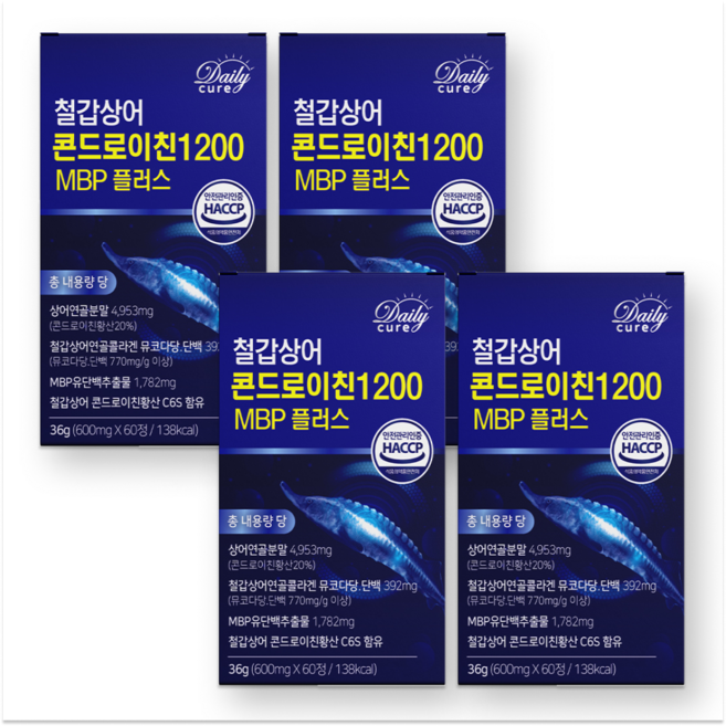 철갑상어 콘드로이친 1200 cs6형 MBP 식약청인증 데일리큐어, 4개, 60정