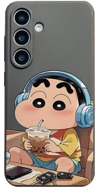 밀크티 마시는 캐릭터 아이폰 갤럭시 전기종 소프트 실리콘 케이스