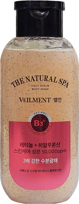 온더바디 벨먼 내추럴 스파 수분광채 사해소금 스크럽 바디워시 200ml 블랙로즈향, 1개