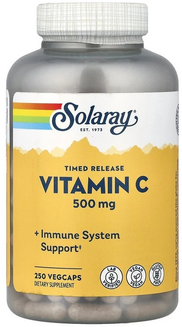 솔라레이 Solaray 서방형 비타민C 베지 캡슐 250정120751원산지:기타, 500 mg, 250 개, 1개, 250정 - 쿠팡