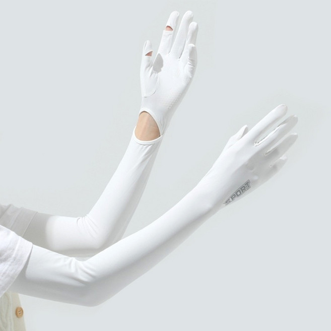 손가락 팔토시 여름 쿨토시 손바닥 논슬립 미끄럼방지 운전용 등산 골프, 화이트, 1세트
