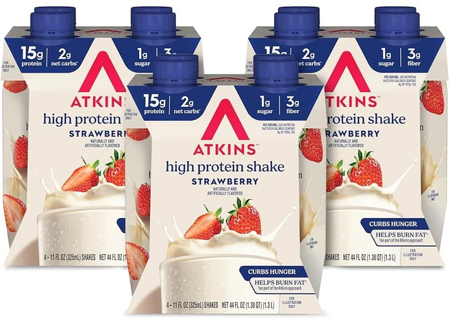 앳킨스 밀크 초콜릿 딜라이트 고단백 쉐이크 단백질 15g 순 탄수화물 2g 설탕 1g 케토 맛 12 카운트, 1 Strawberry, 1, 325ml - 쿠팡