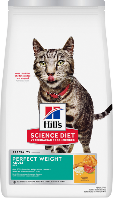 Hill's 希爾思 PERFECT WEIGHT ADULT 貓用體重管理 雞肉配方 貓飼料 獸醫推薦, 1個, 6.8L, CHICKEN RECIPE