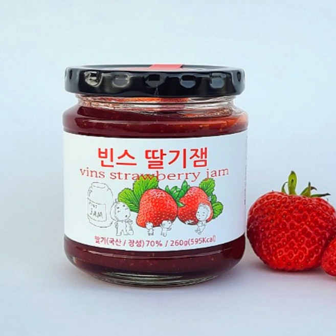 빈스 딸기잼260g/ 딸기함량 70%/전남 장성산 딸기 수제잼, 260g, 1개