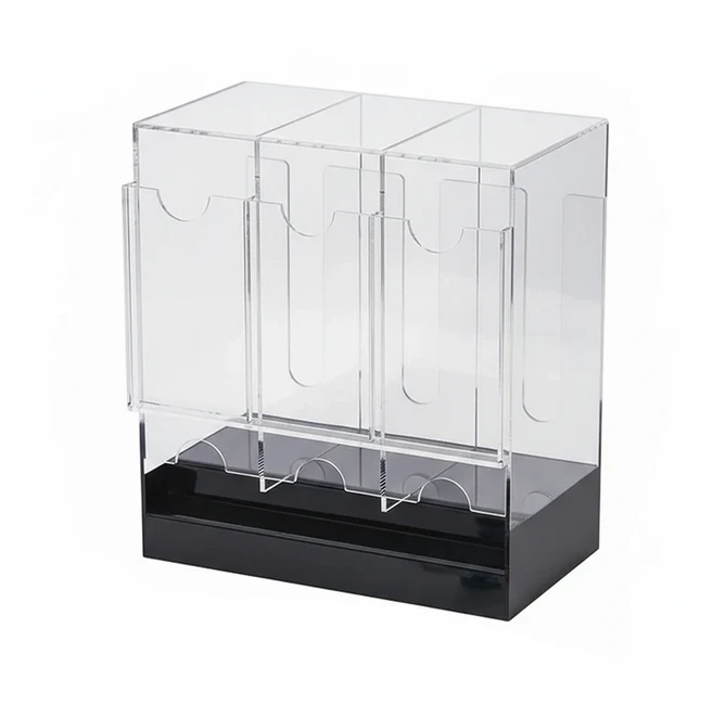 3슬롯 부스터 팩 디스펜서 - 아크릴 카드 보관함 수집용 트레이딩 덱 디스플레이 케이스 강력한 보호 정리, 01 검정색