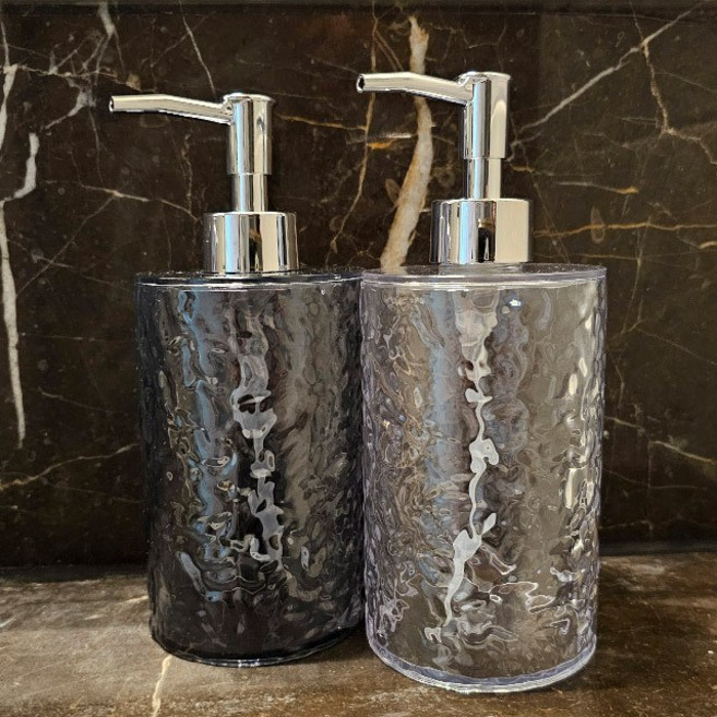 원형 주방세제 리필용기 400ml 물비누 호텔 욕실 인테리어 소품 샴푸 리필통 일반펌프, 1개, 그레이