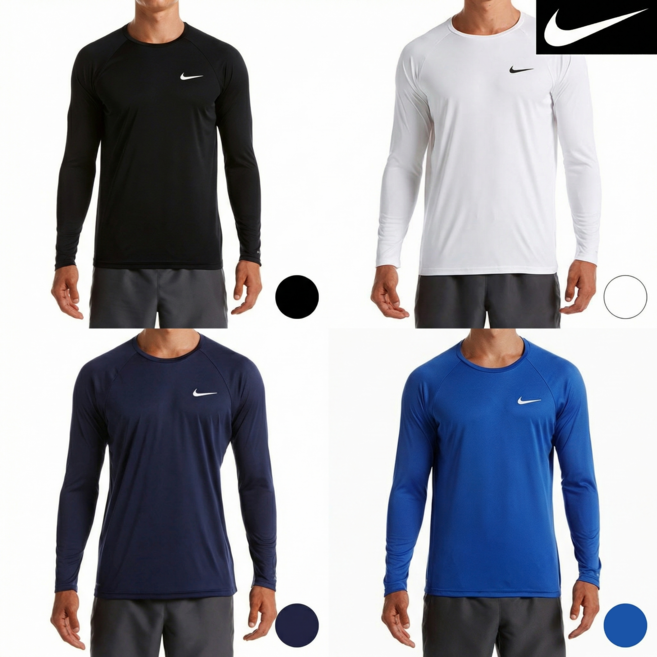 백화점 정품 나이키 남자래쉬가드 에센셜 롱 슬리브 하이드로가드 빠른 건조와 자외선 차단이 뛰어나 쾌적하고 편안한 수영 아이템, 블랙