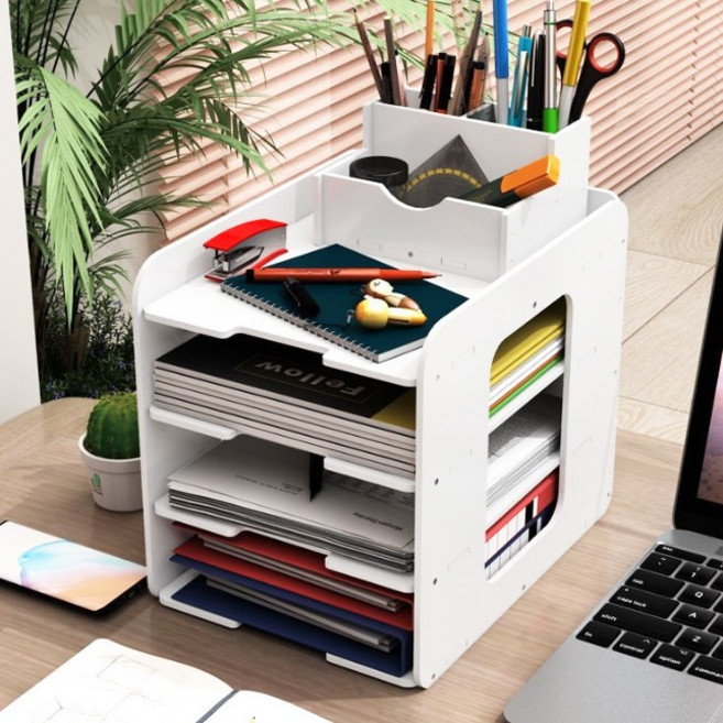 하스몰 오피스 A4 책상 서류정리함 세로형, 4단, 화이트