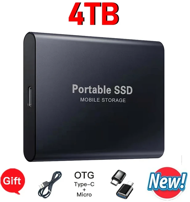 고성능 외장형 휴대용 SSD 2TB 일상적인 백업 저장에 적합, 1개, 01 4TB