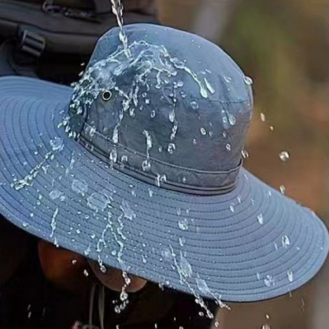 YJY몰 넓은챙 사파리 카우보이 모자 햇빛 자외선차단 우수한 통기성 방수 야외작업 아웃도어, 블랙