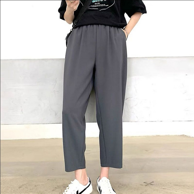 大尺碼女褲 哈倫褲女 九分褲 顯瘦褲子 大尺碼寬褲 大碼夏季胖MM寬松高腰老爹褲