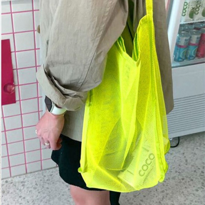 망사가방 메쉬 네트백 그물 숄더백 가방 형광그린 메쉬가방 수영메쉬백 물놀이가방