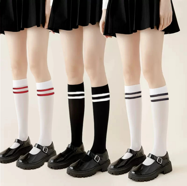 SwanCode 여성 니삭스 데일리 골지 니삭스 스타킹 3켤레