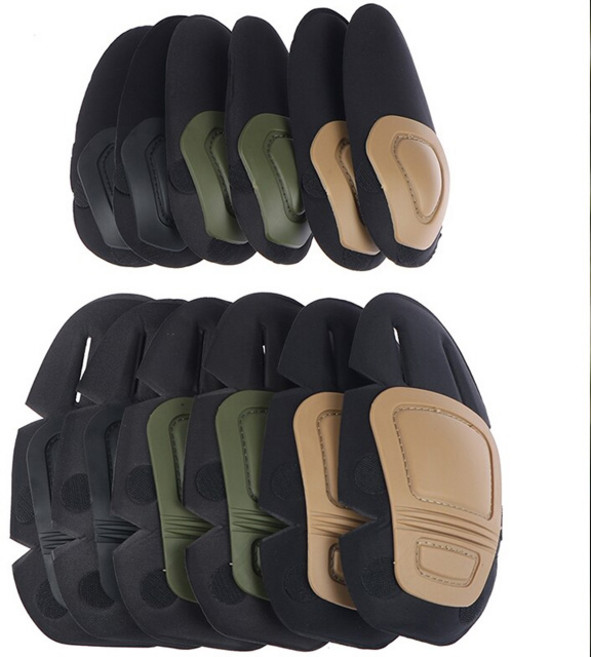 밀리터리 컴뱃 전술보호대 무릎 팔꿈치 전투복 보호장비, 1세트, 블랙