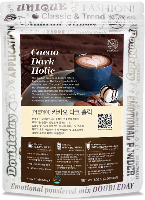 더블데이 카카오 다크홀릭 파우더 800g, 1개입