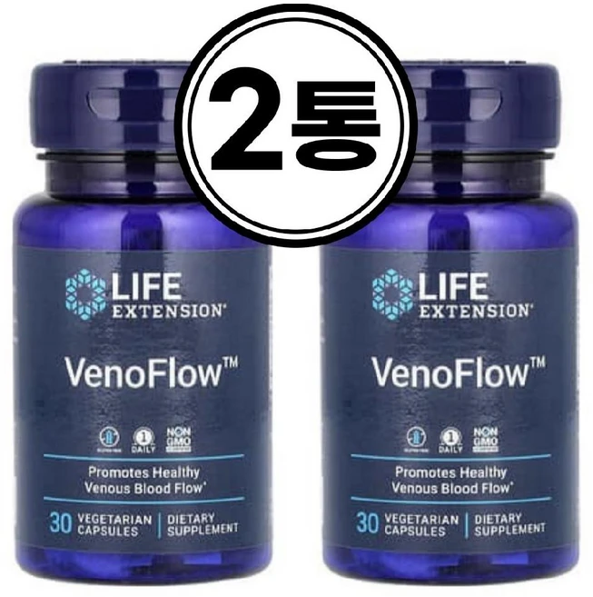 (2통) 라이프익스텐션 베노플로우 피크노제놀 나토키나아제 30배지캡슐 프랑스 해안소나무껍질추출물 고약사, 30정 - 쿠팡