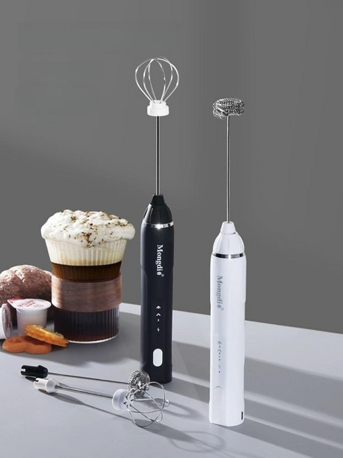 나노포머 우유거품기 카페 거품기 포머 나노 핸드 휴대용, 화이트+거치대