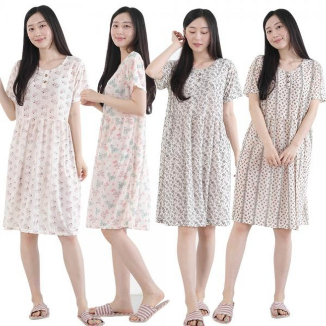 여성 까실이 원피스 ops 화이트 집앞룩 흰색 허리 밴딩 고무줄 작업복 냉감 여름 드레스 홈웨어 잠옷 실내