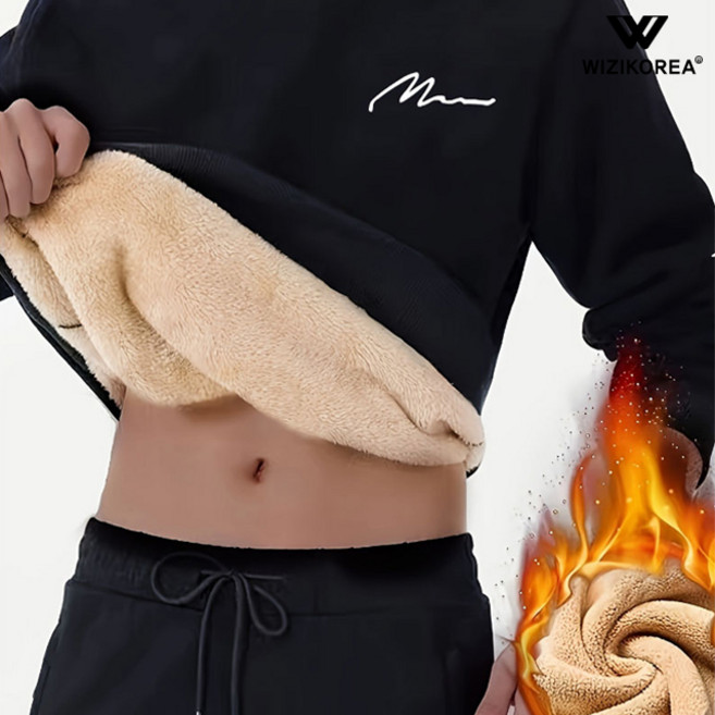 [양말증정] 남성 양털 안감 라운드넥 스웨터 겨울 맨투맨 티셔츠 WI048T