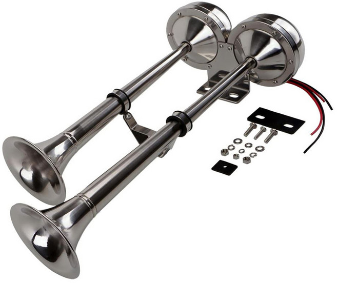 오토비트 쌍나팔 투톤 뱃고동 에어혼(12V전용) 에어크락션 녹슬지 않는 304스테인네스재질 사운드동영상, 12V, 1개