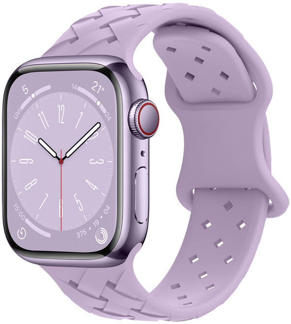 포유 애플워치 체크패턴 실리콘 스트랩 버클 시계줄 줄질 밴드, 라벤더, 38/40/41mm(공용)