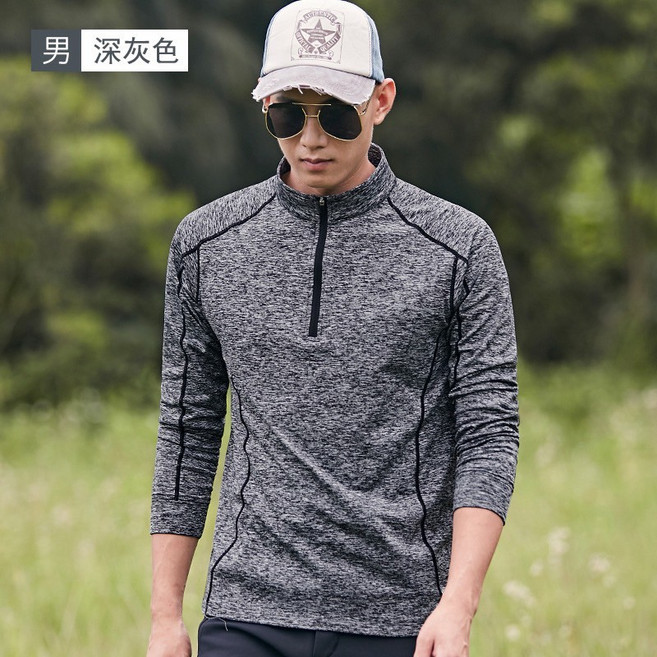 衣貳山 男款長袖運動衣 速乾排汗立領T恤
