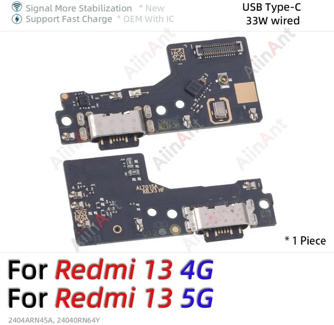 호환 샤오미 레드미 노트 14 프로 플러스 5G용 하단 도크 USB 충전 보드 커넥터 케이블, 12 For 레드미 13 4G