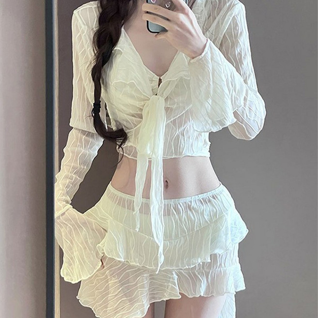 웨일쓰 고급스러운 여성 비키니 슬림핏 보디캡 섹시 분체 순욕 휴양지 온천 수영복, 이미지