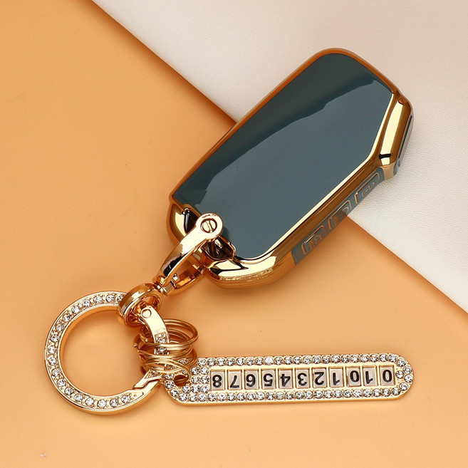 유투카 호환 더뉴 레이 K3 K5 K7 K8 쏘렌토MQ4 카니발KA4 스포티지NQ5 셀토스 EV6 니로SG2 자동차 스마트 키케이스 TPU키홀더 키링 키커버, TK-A, 골드그레이블루