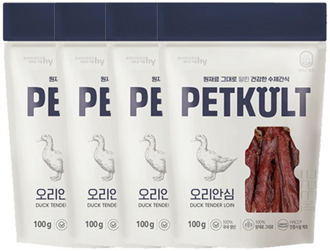 펫쿠르트 강아지 수제간식, 오리안심, 100g, 4개