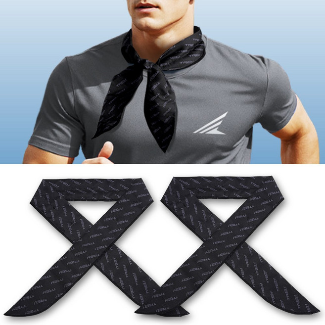 DH 아이스 쿨 스카프 넥쿨러 쿨링 목수건 스포츠 아이스머플러, 2개, 블랙