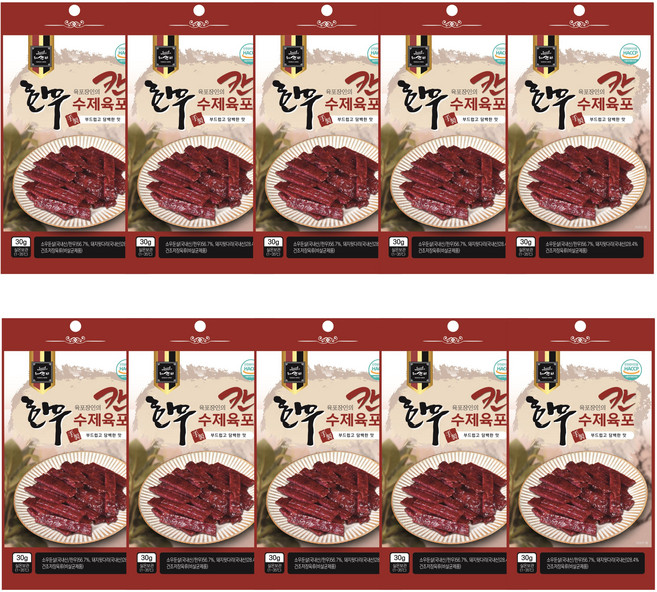 [수제칸육포] 부드럽고 담백한 한우육포 30g, 10개