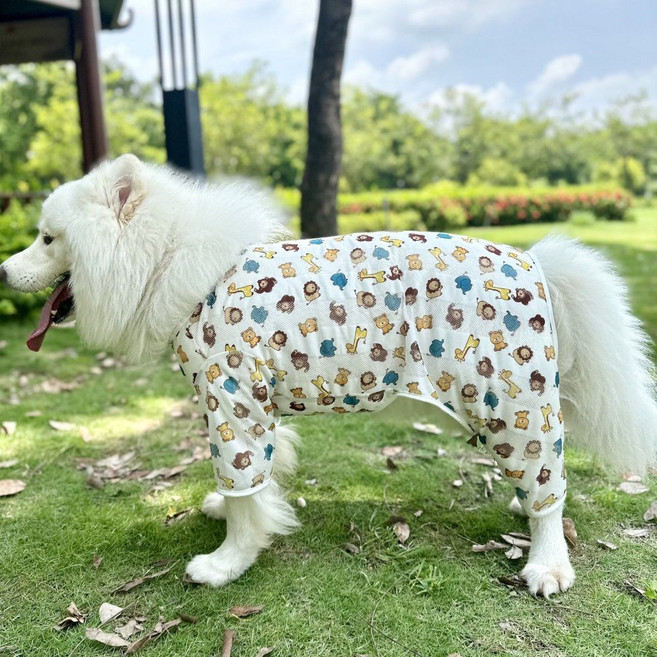 중대형견 여름 4발 강아지 옷 통기성 메쉬 커버올, S (14-17.5kg), 동물원 네발