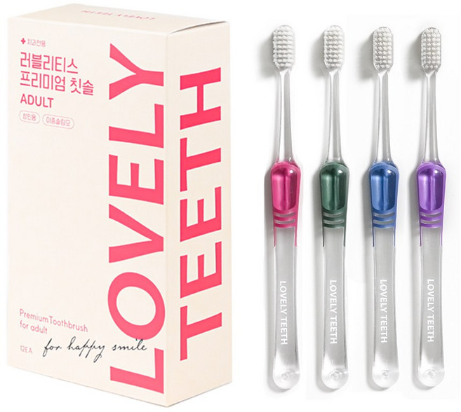 러블리티스 치과전용 프리미엄 칫솔 이중슬림모 청소년~성인용, 1개, 12개입