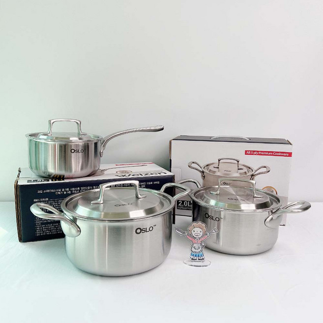 OSLO 오슬로 통5중 스텐 양수냄비 편수냄비 인덕션용 IH 냄비 3종, 양수 18cm(2L), 1개
