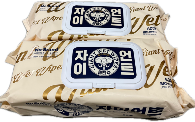 노브랜드 자이언트 물티슈 80매 빅사이즈, 2개