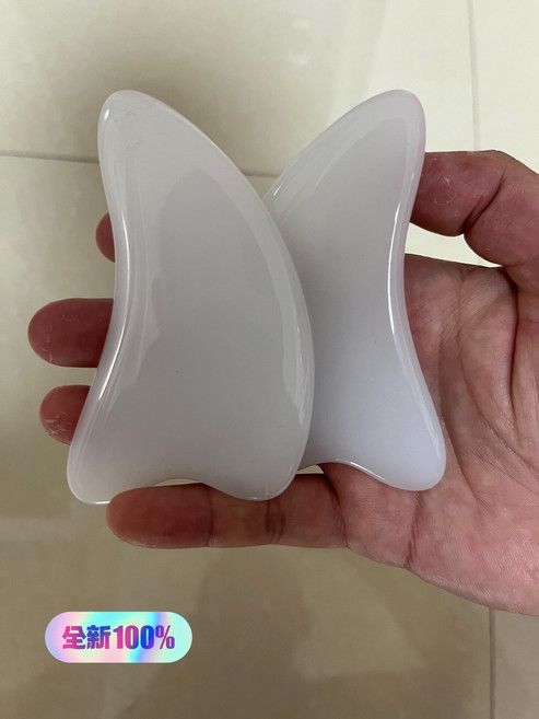 白玉 海豚 美容 刮痧板 面部臉部撥筋提升 全身通用 玉石刮臉板, 1個, 如圖所示