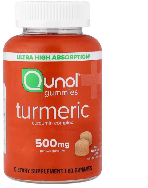 Qunol 薑黃 500mg 豐富柑橘風味軟糖, 1個, 60錠