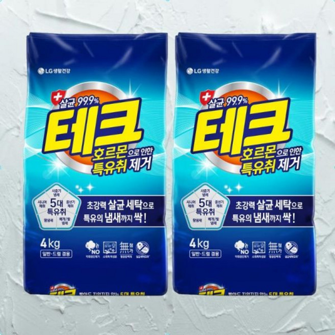 테크 특유취 제거 가루세제 세탁세제 4KG 1개+1개