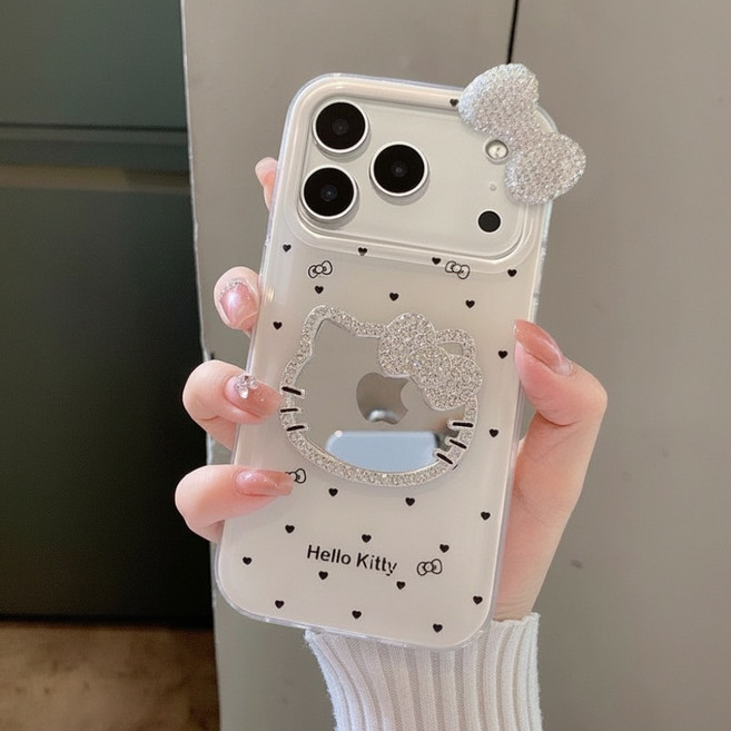 갤럭시 리본 고양이 미러 핸드폰 케이스 D529