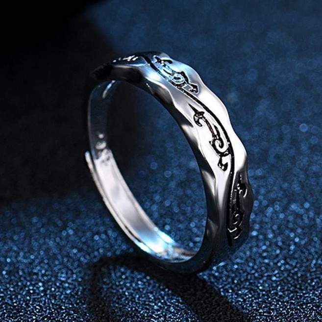 이트 실버 드래곤 오픈링 남성 반지 트렌디 개성 있는 은색 패션 링