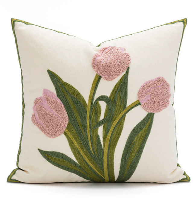 빅무드 블로썸 쇼파 쿠션 국산솜 포함, 핑크튤립