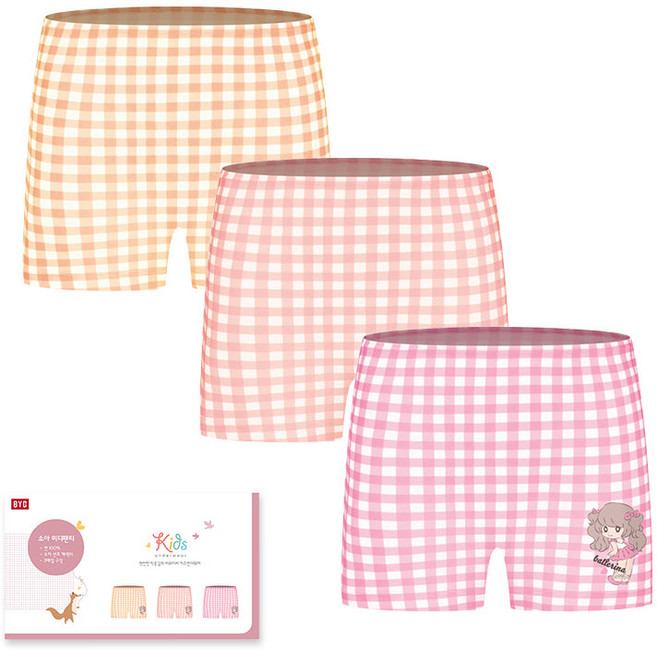 BYC 러블리 순면 여아동 사각팬티 3매입