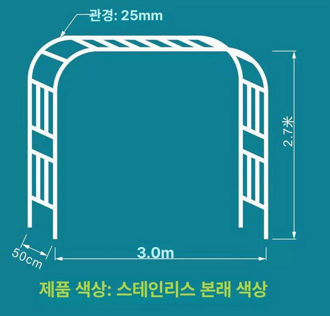 장미아치 조립식 정원꾸미기 지지대 넝쿨 기둥 스텐 19관2.8mx높이2.4mx측면40CM, 대, 25관 너비 3mx높이 2.7mx측면 50cm