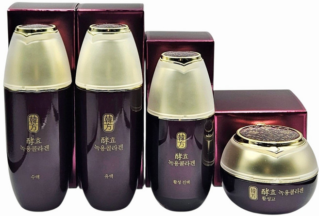 수려한 효 녹용콜라겐 4종 기초 세트 / 수액 + 유액 + 활성 진액 + 활성고, 2세트